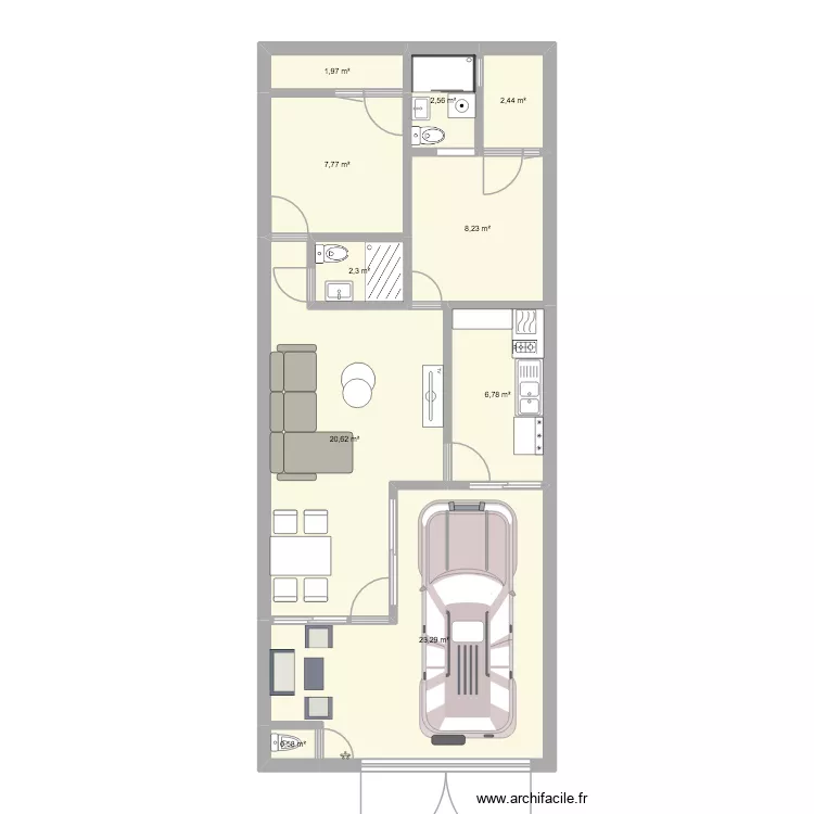 kabinda kasai am&eacute;nag&eacute;.. Plan de 10  et 77 m²