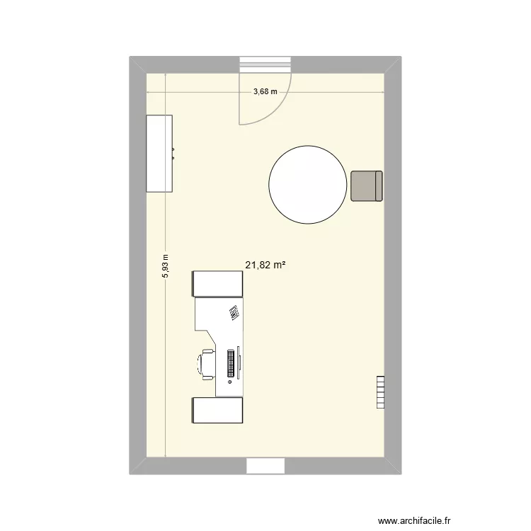 bureau_210_Prevost. Plan de 1  et 22 m²