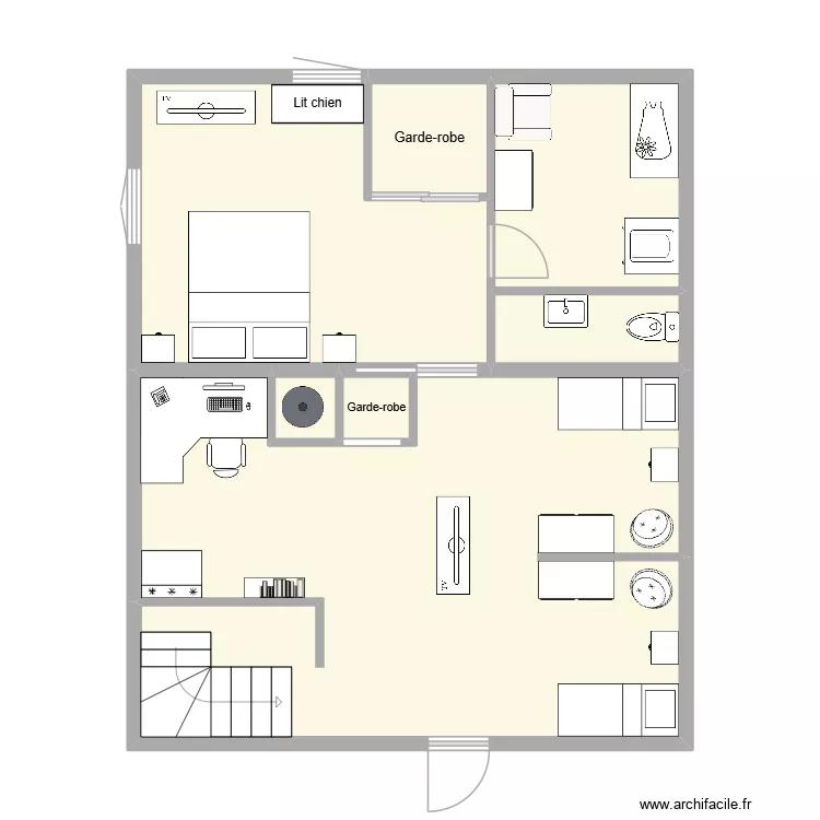 Plan d\'agrandissement. Plan de 7 pièces et 57 m²