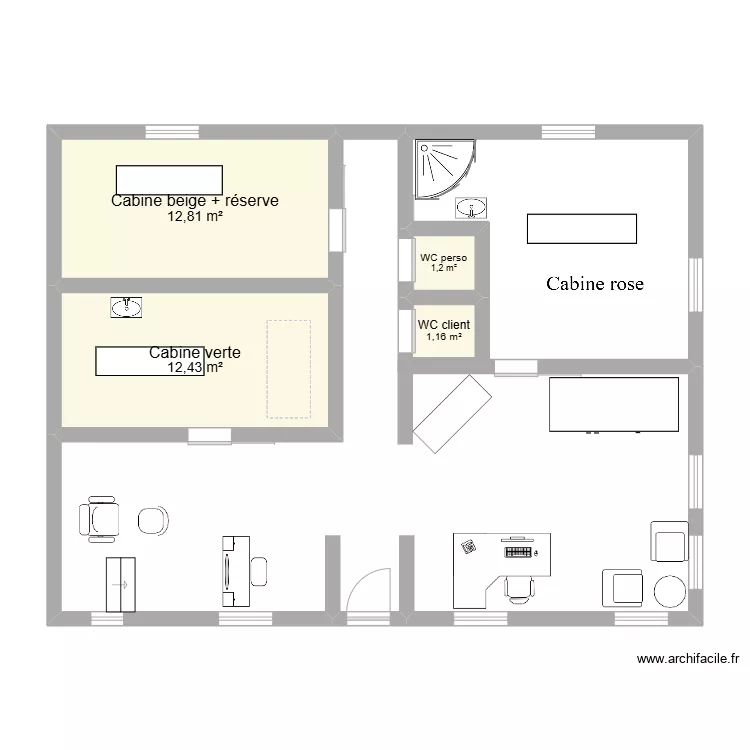 institut de beaut&eacute;. Plan de 