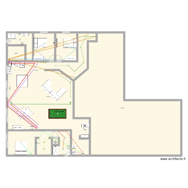 Bat elec 3. Plan de 8 pièces et 352 m2