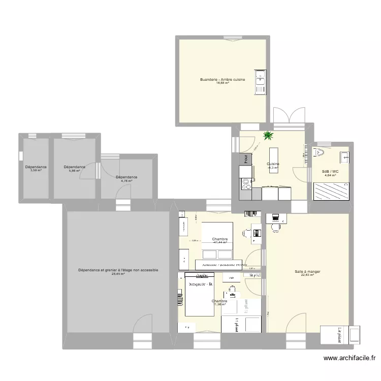 PLAN r&eacute;am&eacute;nagement chambre 2. Plan de 