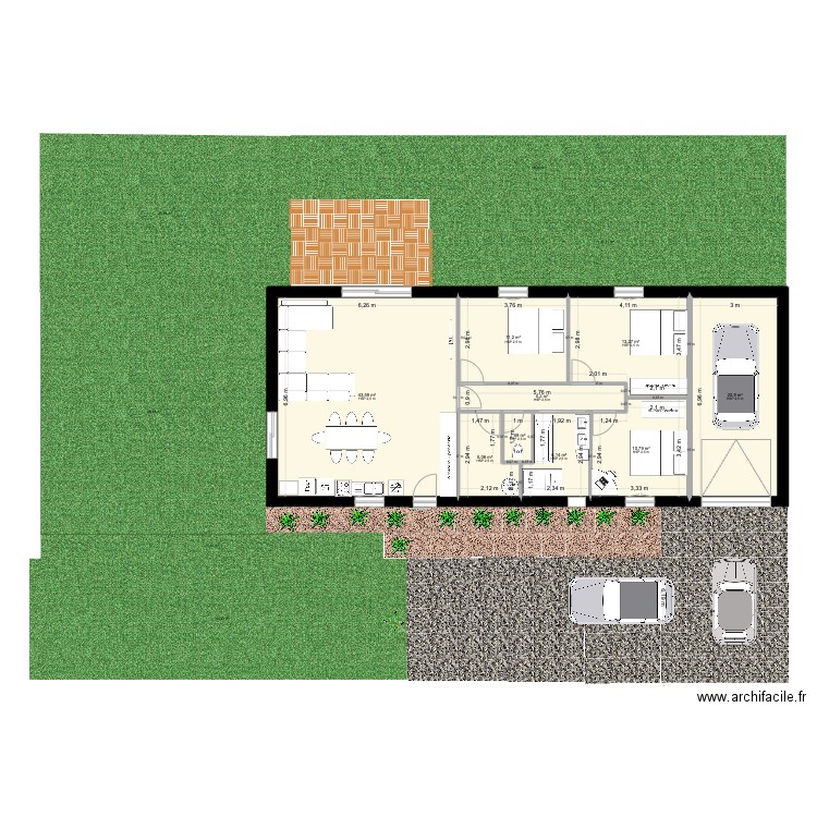 PRIMAVERA BEARN 100 M2 01. Plan de 9 pièces et 118 m2