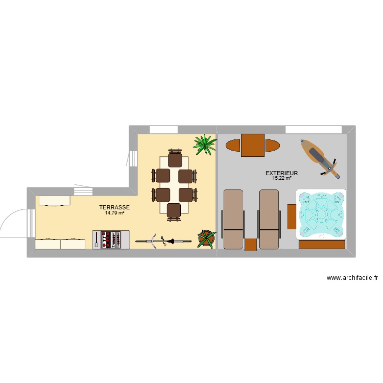 MAILLANE EXT. Plan de 2 pièces et 30 m2