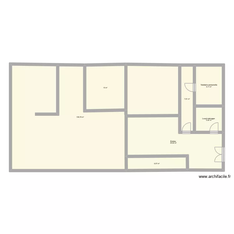 Micro creche. Plan de 7 pièces et 181 m²