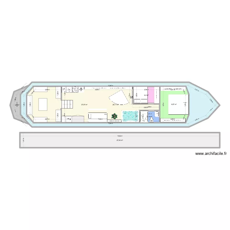 P&eacute;niche. Plan de 7  et 162 m²