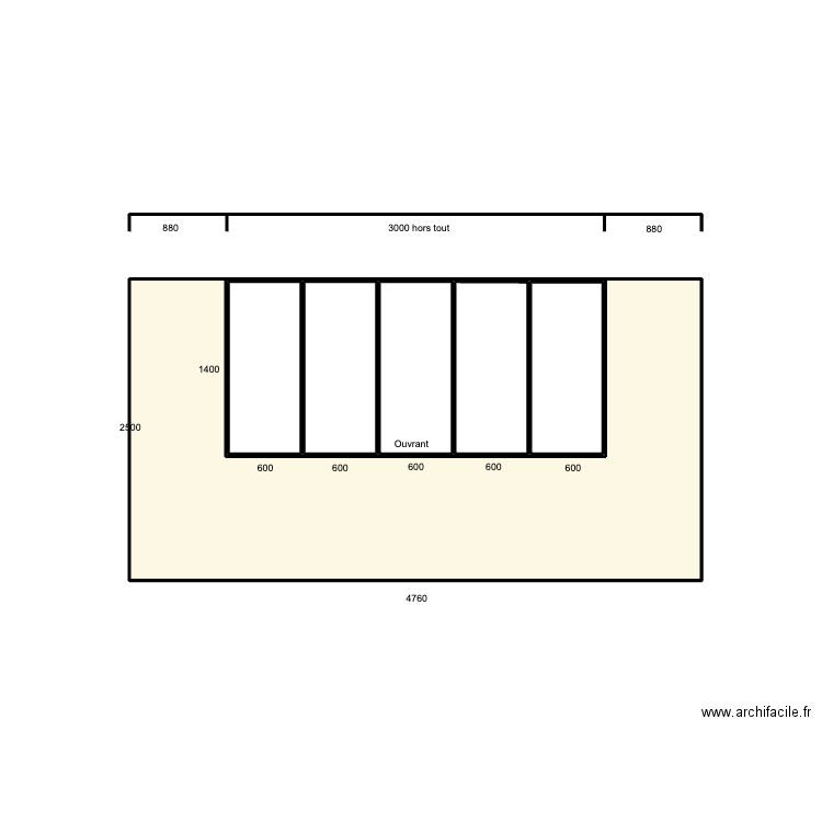 Elévation mur Verrière 5. Plan de 6 pièces et 16 m2