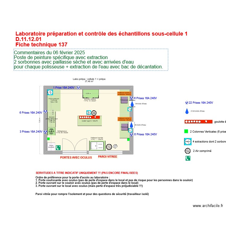 Fiche 137_labo préparation et controle échantillon ss cellule 1 V2025-02-19. Plan de 1 pièce et 27 m2