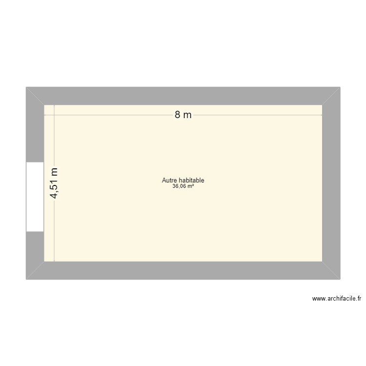Sous sol. Plan de 1 pièce et 36 m2
