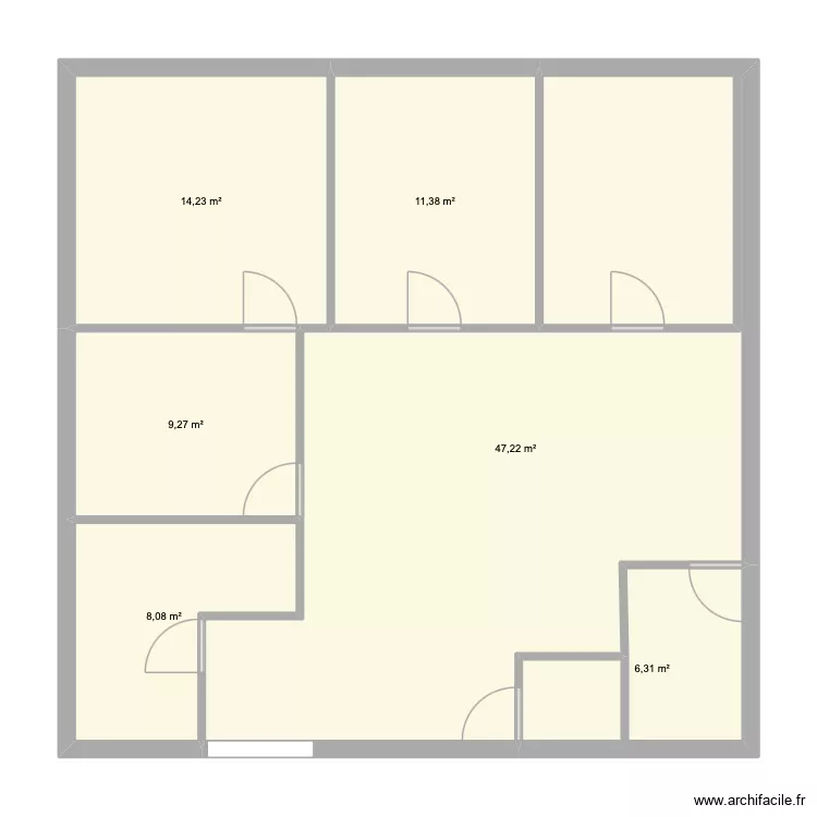 Mouloud 1. Plan de 6 pièces et 96 m²
