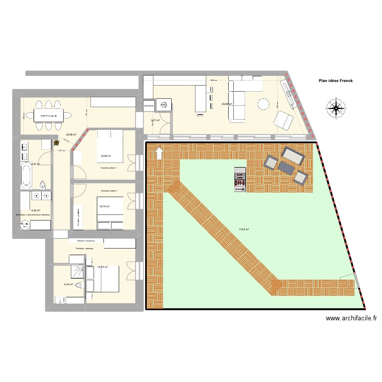 SM Plan 1 existant proposition alternative FFF. Plan de 10 pièces et 221 m2