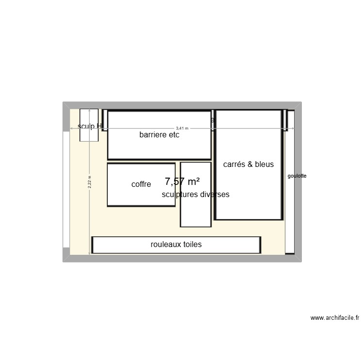 garde meuble 1616. Plan de 1 pièce et 8 m2