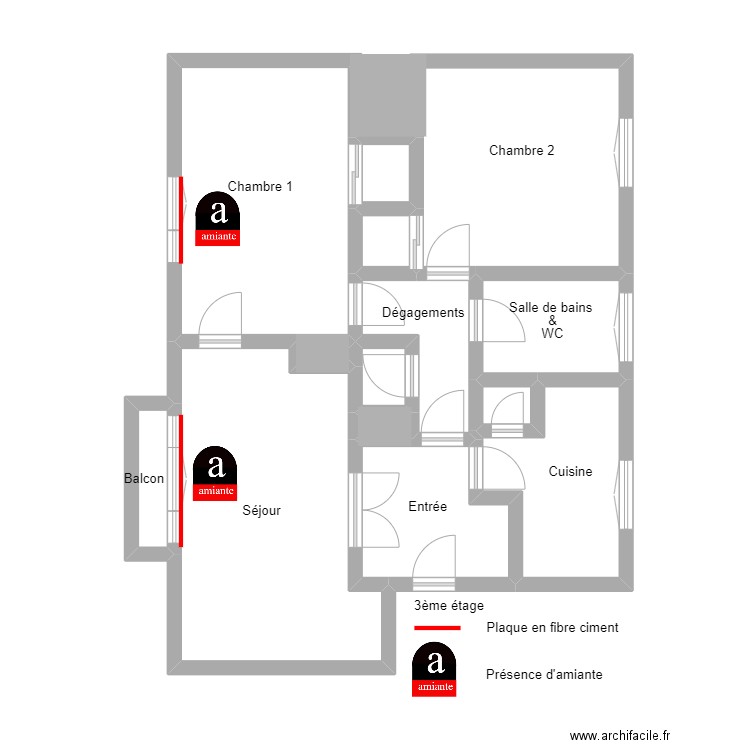 leberthier. Plan de 14 pièces et 75 m2