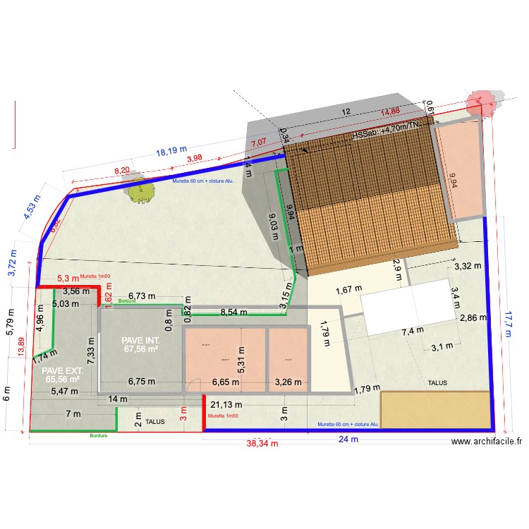 MASSE PROJET. Plan de 4 pièces et 159 m2
