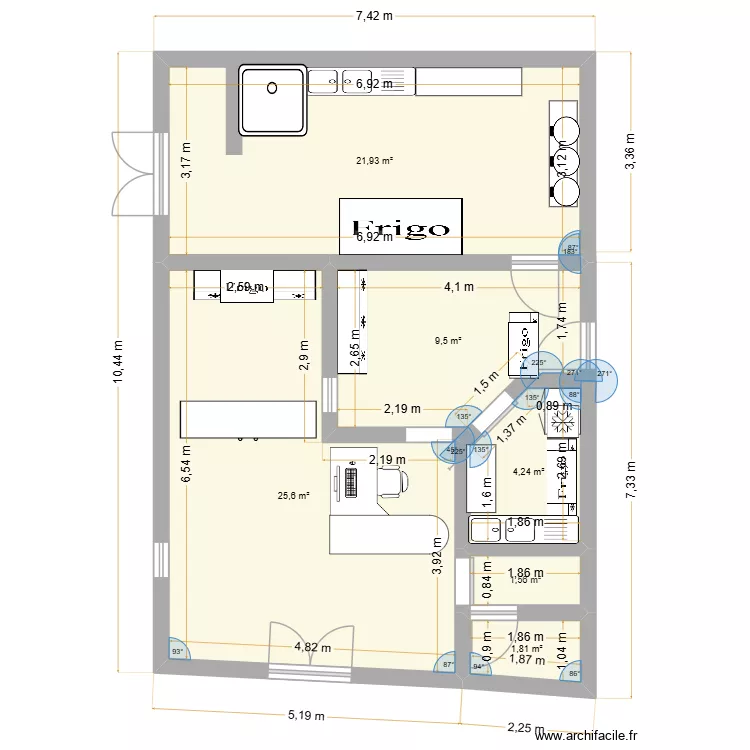 frutella tbolbi. Plan de 6  et 65 m²