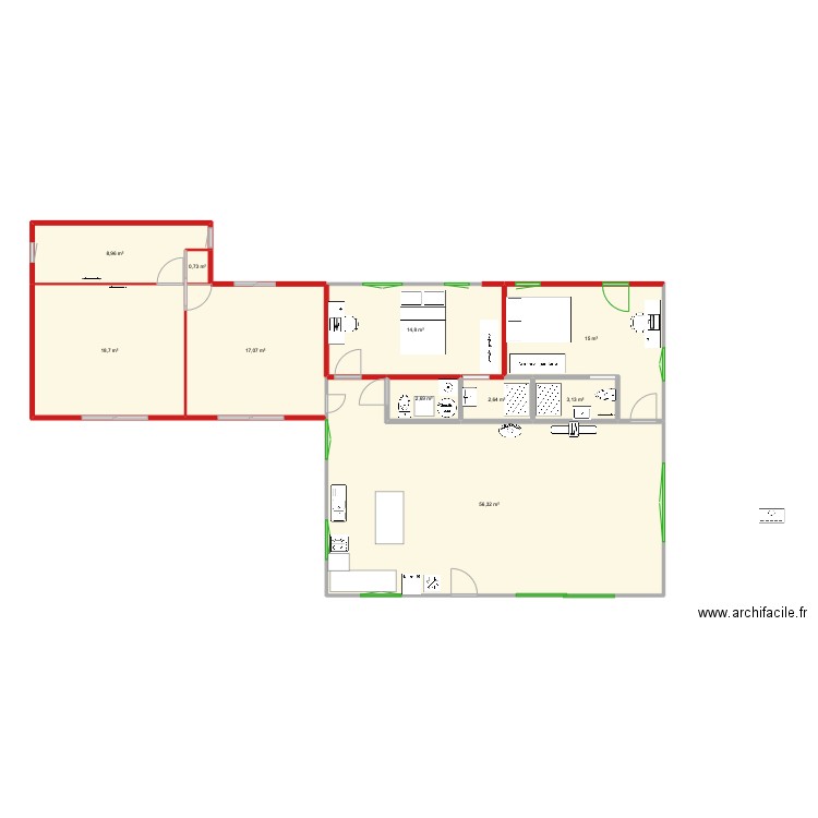 plan agrandissement. Plan de 10 pièces et 140 m2