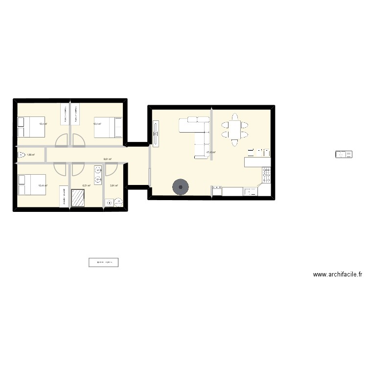 mimi. Plan de 8 pièces et 101 m2