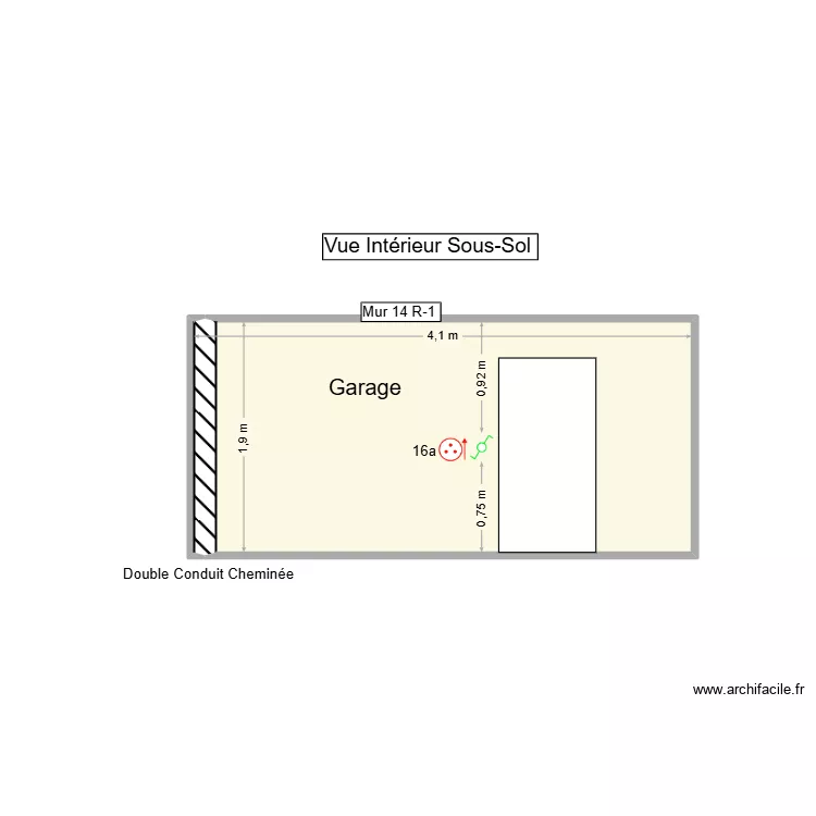 PC Sous-Sol - Mur 14 R-1. Plan de 2  et 7 m²