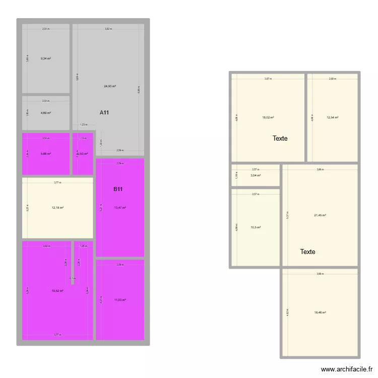bag&eacute; temp. Plan de 15 Pièces et 187 m²