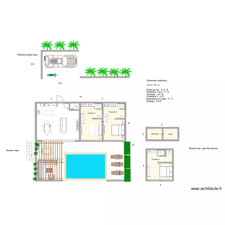V1 Koh Samui. Plan de 3  et 62 m²