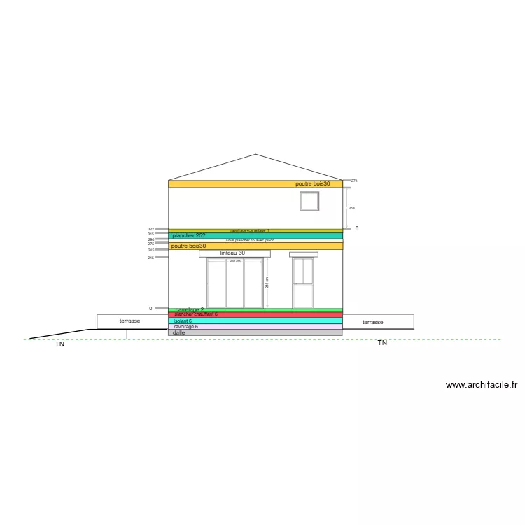 coupe cabanon. Plan de 