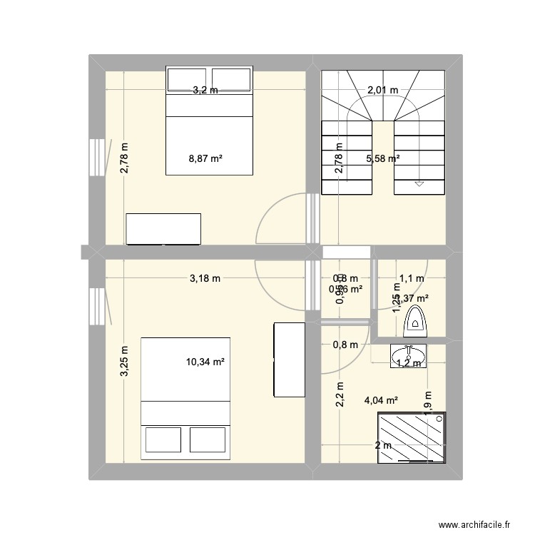 etage1. Plan de 6 pièces et 31 m2