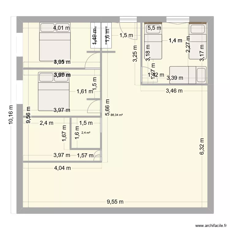 essaijonzac. Plan de 2 Pièces et 89 m² essaijonzac. Plan de 2 Pièces et 89 m²