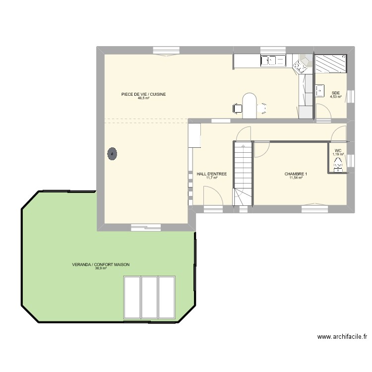 BESNARD 1. Plan de 7 pièces et 119 m2