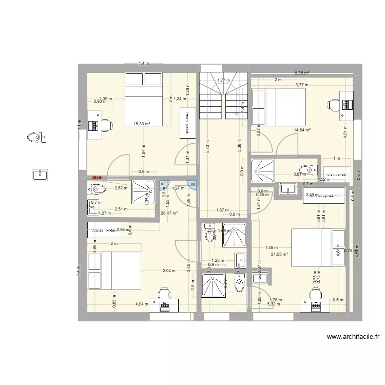 ETAGE 1 RTE CLOHARS FOUESNANT. Plan de 6 et 81 m² ETAGE 1 RTE CLOHARS FOUESNANT. Plan de 6 et 81 m²