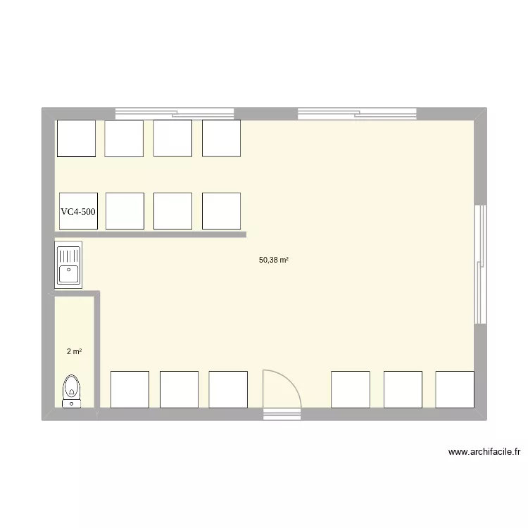 Bureaux. Plan de 2  et 52 m²