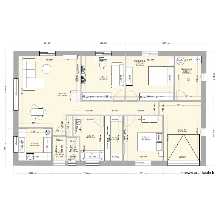 Sonia 3. Plan de 11 pièces et 105 m2