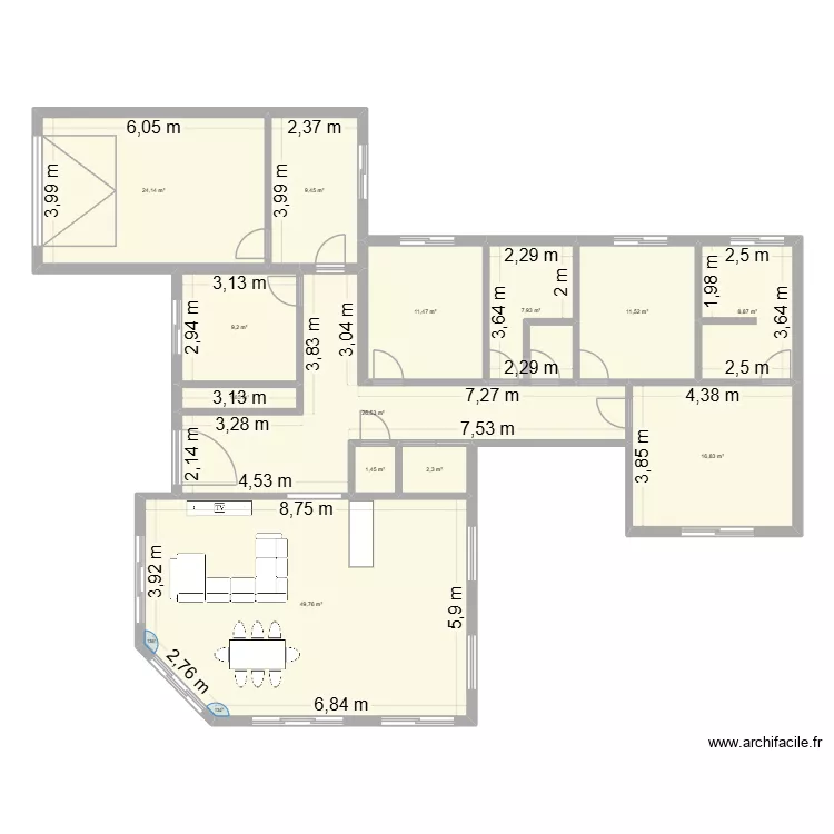 maison. Plan de 13 pièces et 181 m² maison. Plan de 13 pièces et 181 m²
