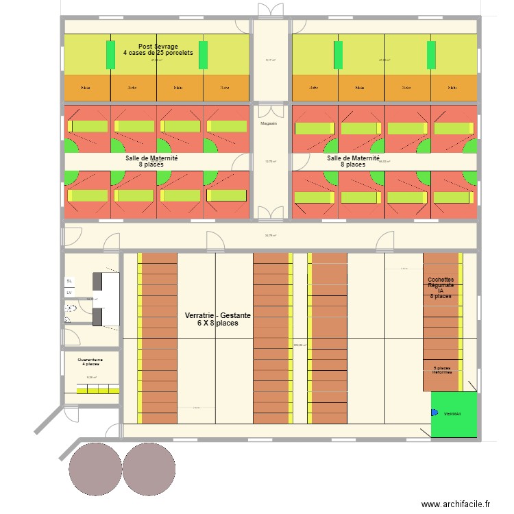 EARL Bon Porc du Jura. Plan de 10 pièces et 518 m2