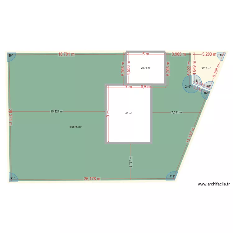 MAISON 3. Plan de 6  et 767 m²