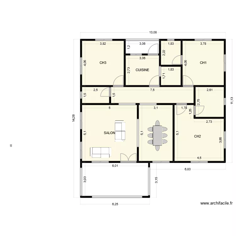 TIAM MAISON 3. Plan de 13  et 151 m²