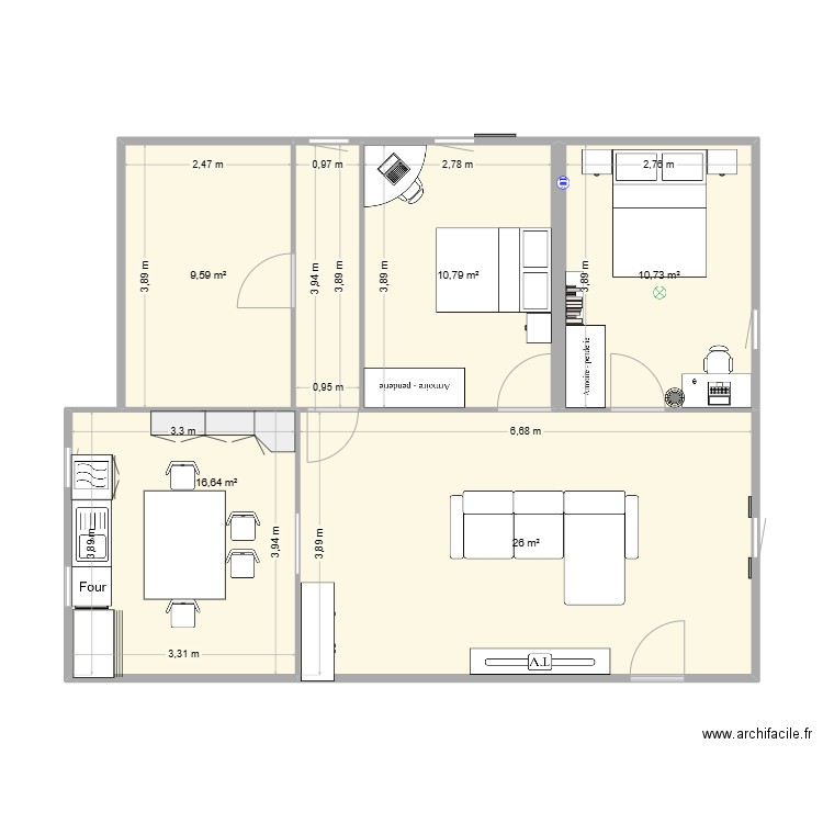 Maison Ornella / Maria. Plan de 5 pièces et 74 m2