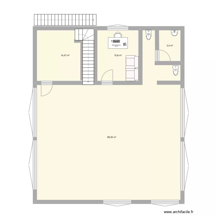 salle de sport. Plan de 4  et 117 m²