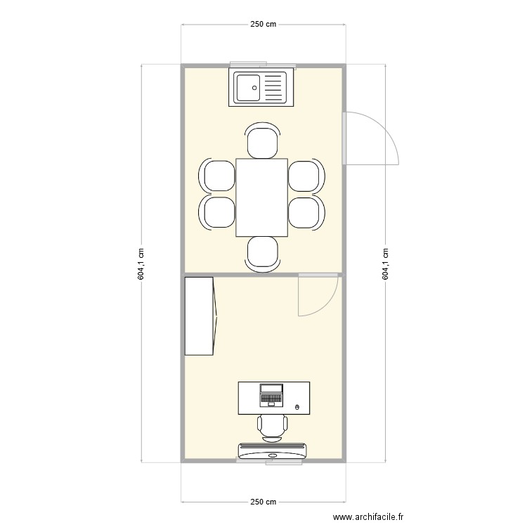DELUERMOZ - CHANTIER GENAS. Plan de 2 pièces et 14 m2