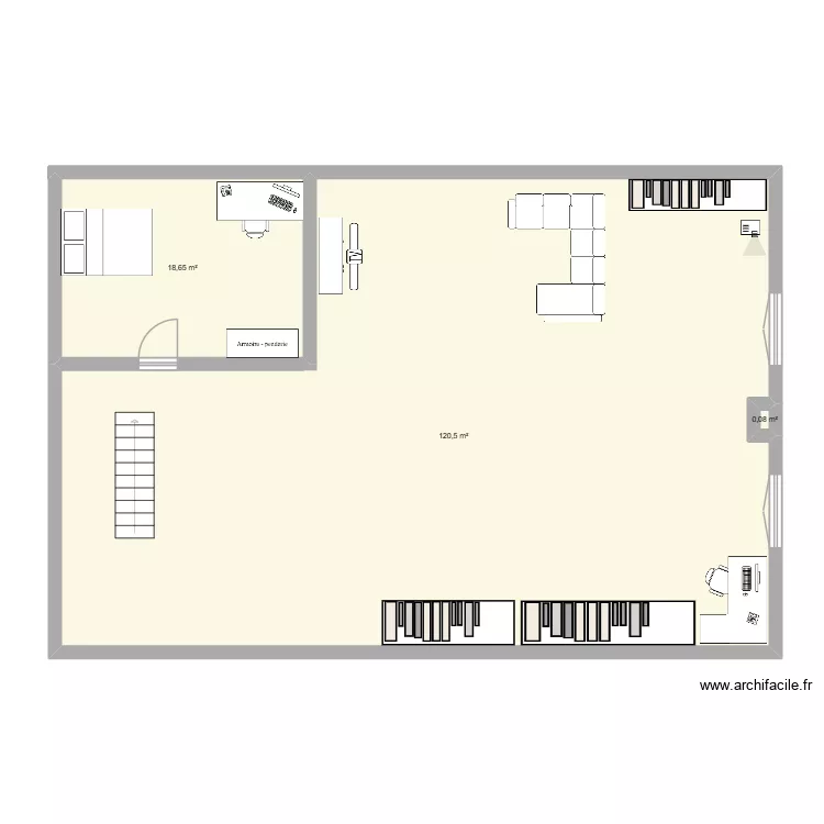 mezza. Plan de 3  et 139 m²