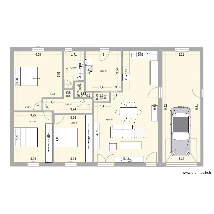 Maison meublée. Plan de 10 pièces et 139 m2