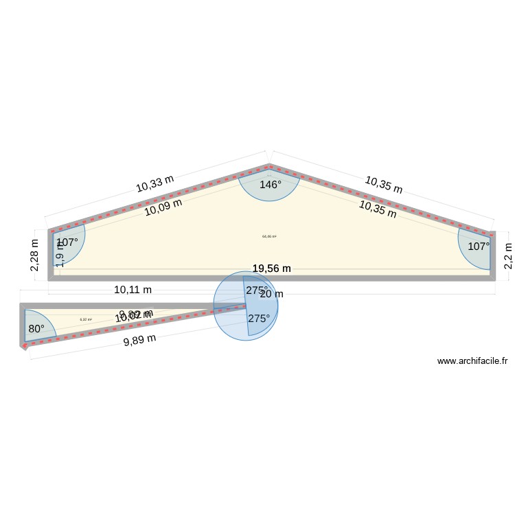 Plan de masse Terrasse Triangle Profondeur & Façade. Plan de 0 pièce et 0 m2