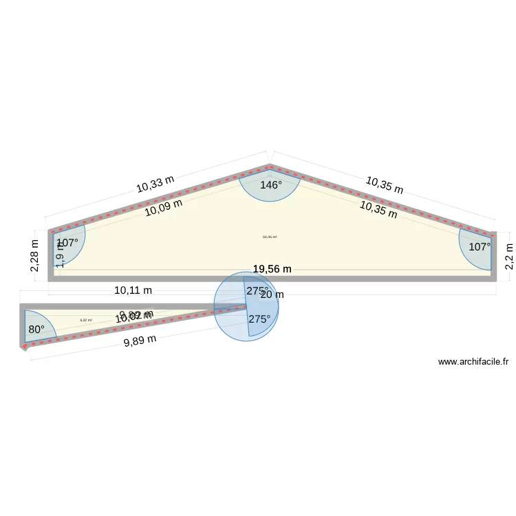 Plan de masse Terrasse Triangle Profondeur & Fa&ccedil;ade. Plan de 