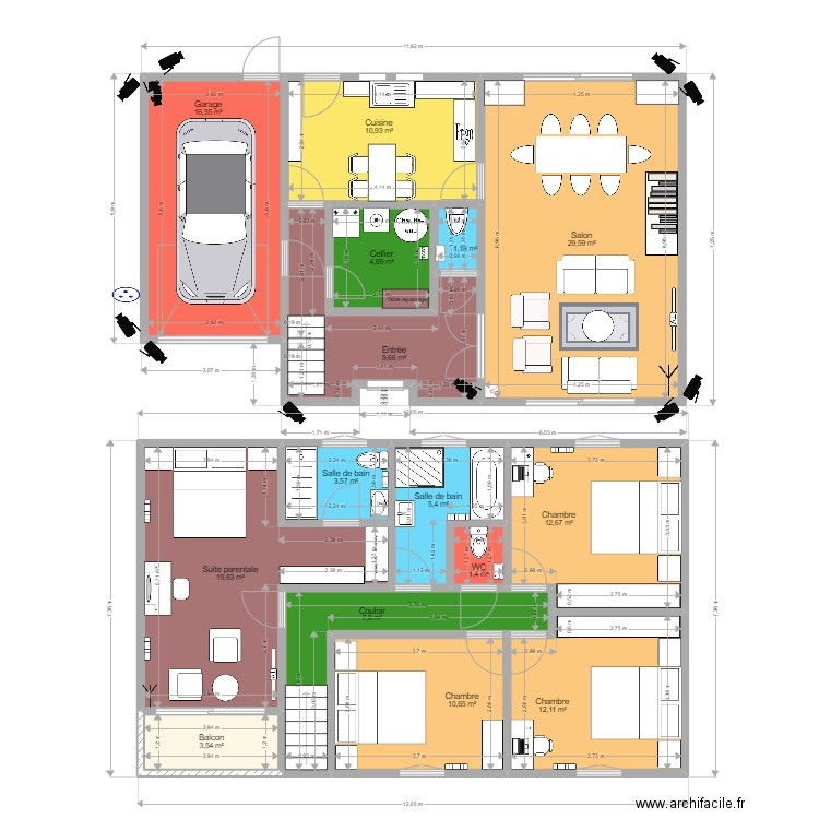Bretigny 2. Plan de 15 pièces et 149 m2