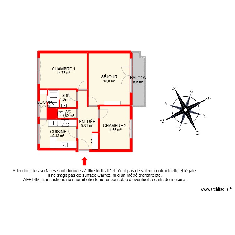 BI 25972. Plan de 11 pièces et 82 m2