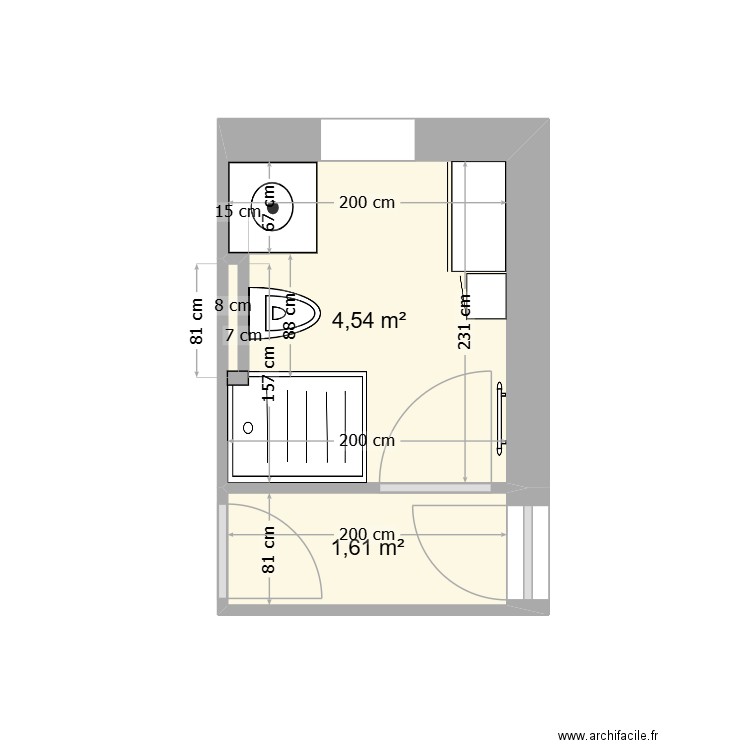 De Martin. Plan de 2 pièces et 6 m2