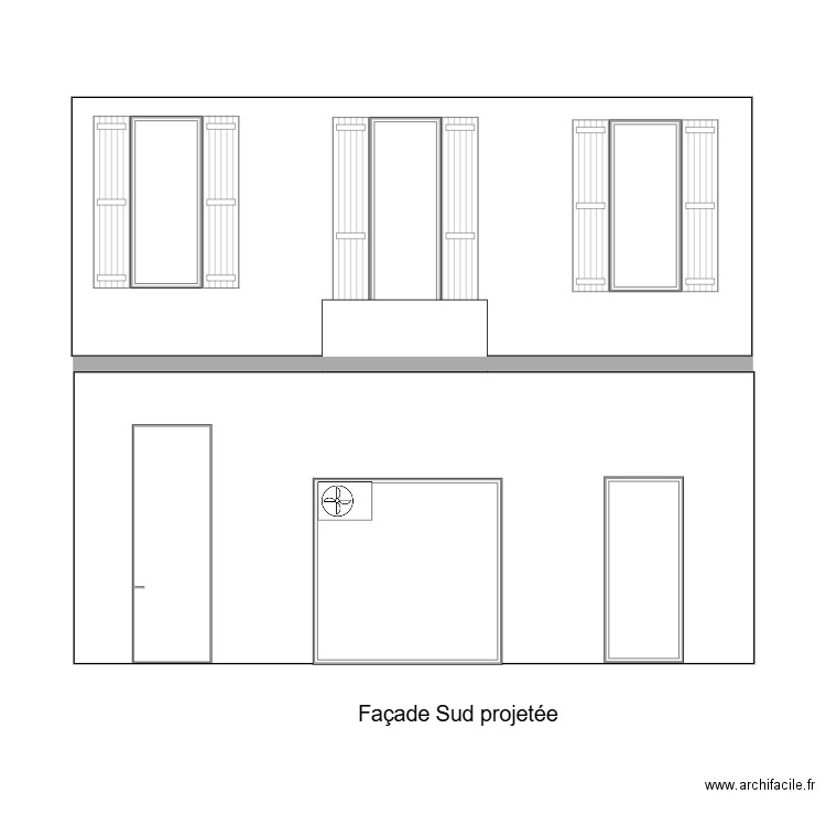 Façade Sud projetée 2. Plan de 0 pièce et 0 m2