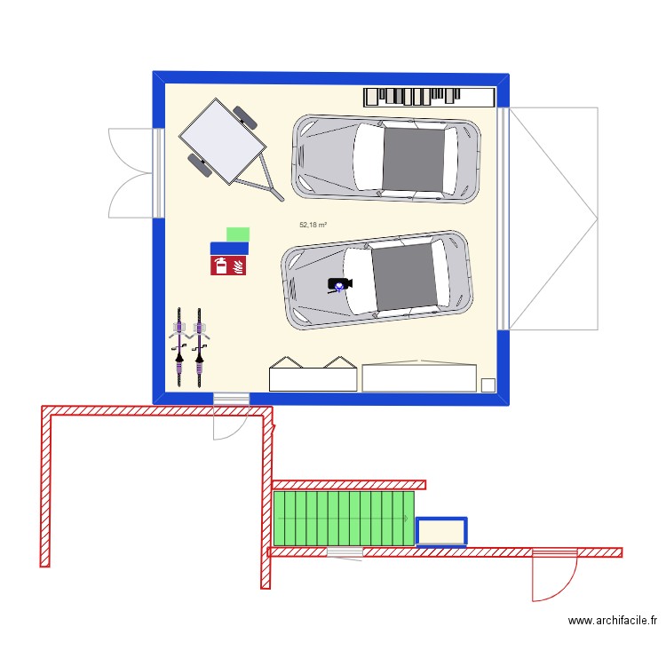 Garage double 24 mars 2024. Plan de 10 pièces et 108 m2