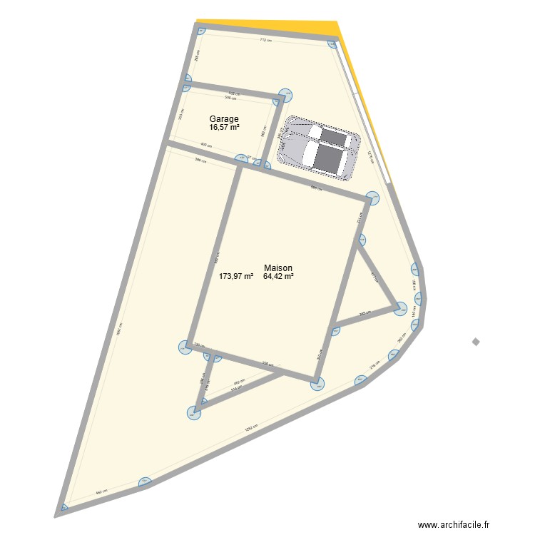 cadastre. Plan de 4 pièces et 261 m2