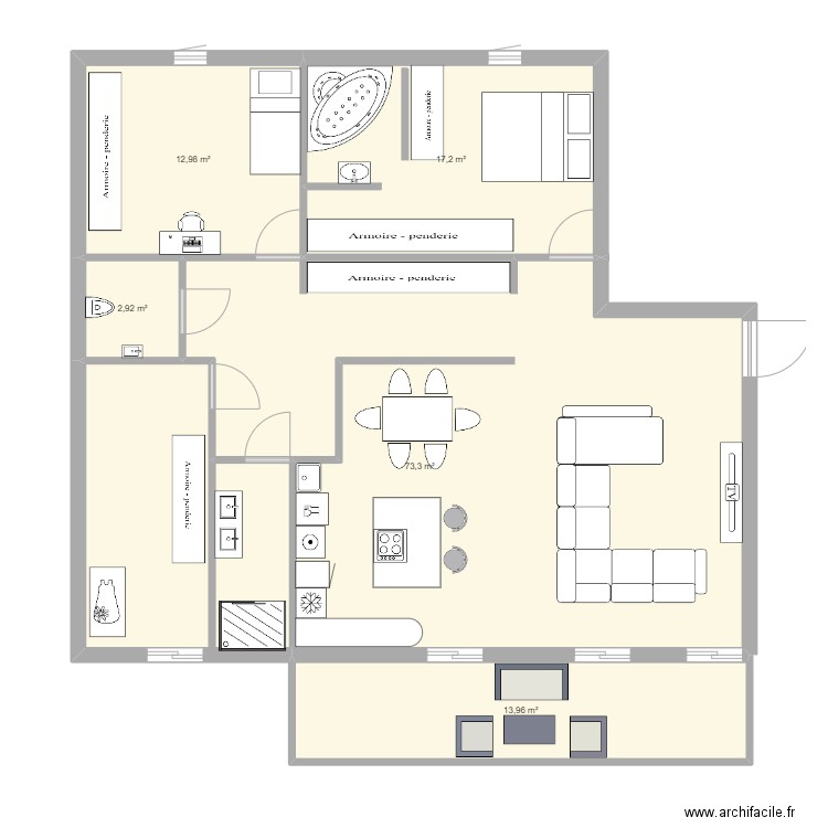 T5 120. Plan de 5 pièces et 120 m2