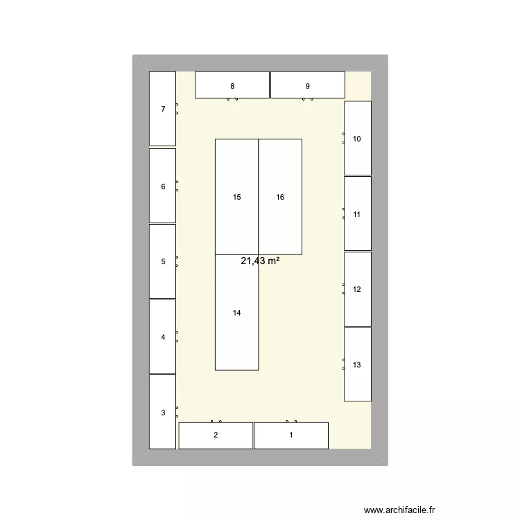 R&eacute;serve. Plan de 1 pièce et 21 m²